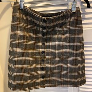 Plaid button front mini skirt high cut
